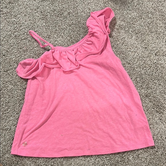 Pink Ruffled One-Shoulder Top - Picture 2 of 3